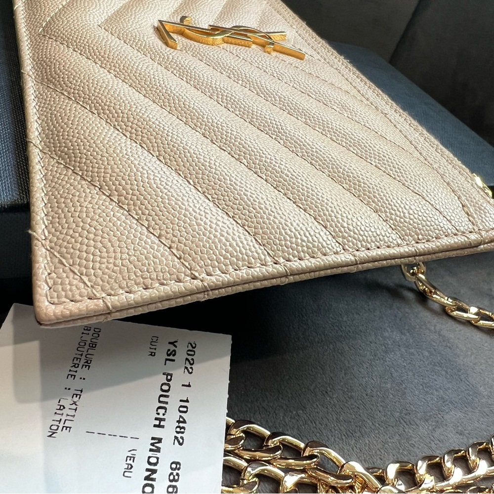 Beige YSL monogram clutch / crossbody bag - Picture 5 of 11